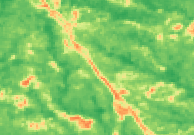 NDVI rendered from Sentinel-2 imagery